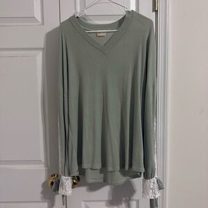 Lovely ❤️ Melody Ribbed and Long Sleeve Lace Top